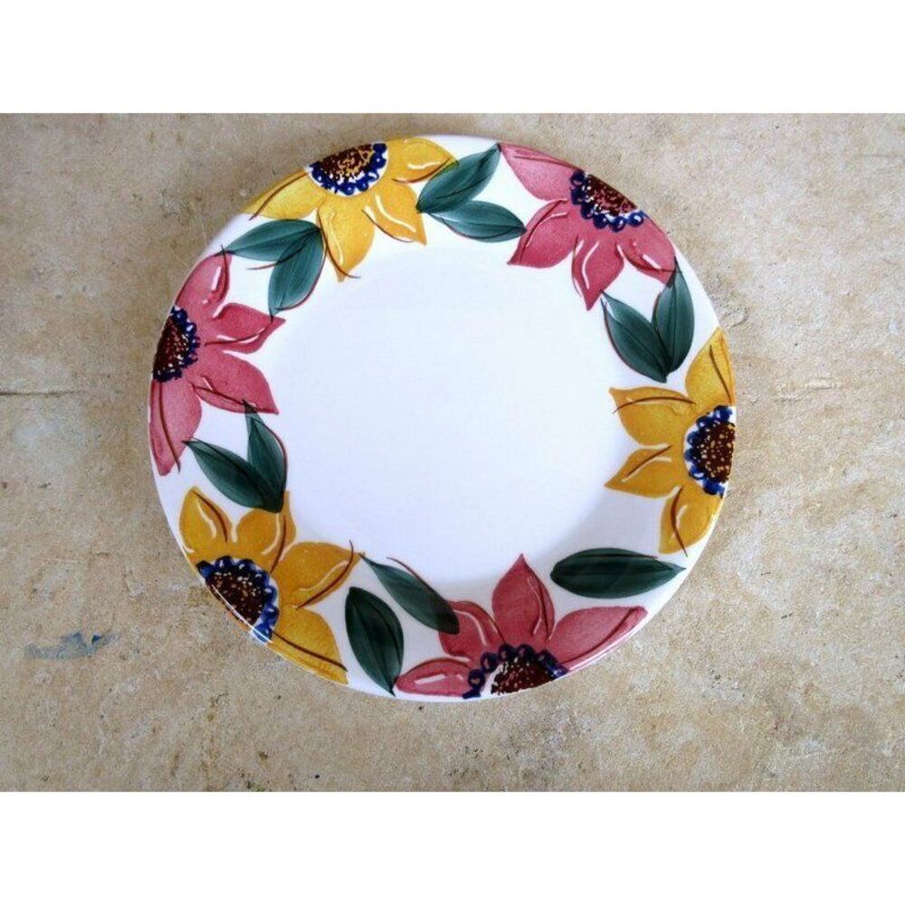 Pier 1 Imports Luncheon Plate Pink/Yellow Flowers Floral‎ PER64